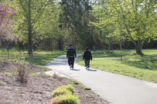 Couple walking on Roanoke's Lick Run Greenway near Countryside Park