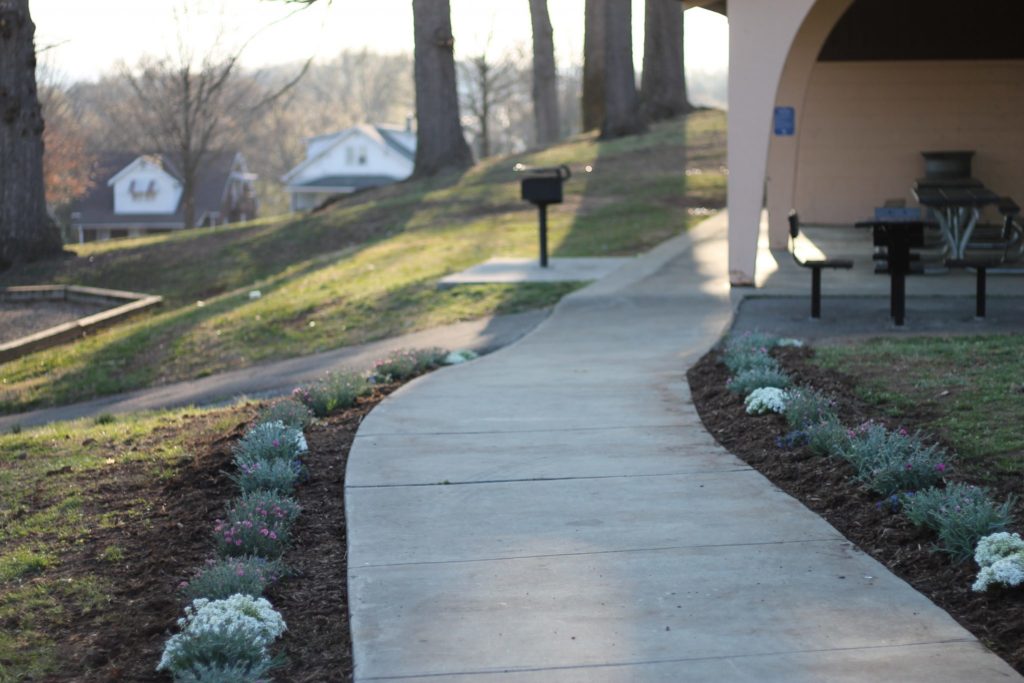 Landscaping in Melrose Park after Habitat for Humanity volunteer day in Roanoke