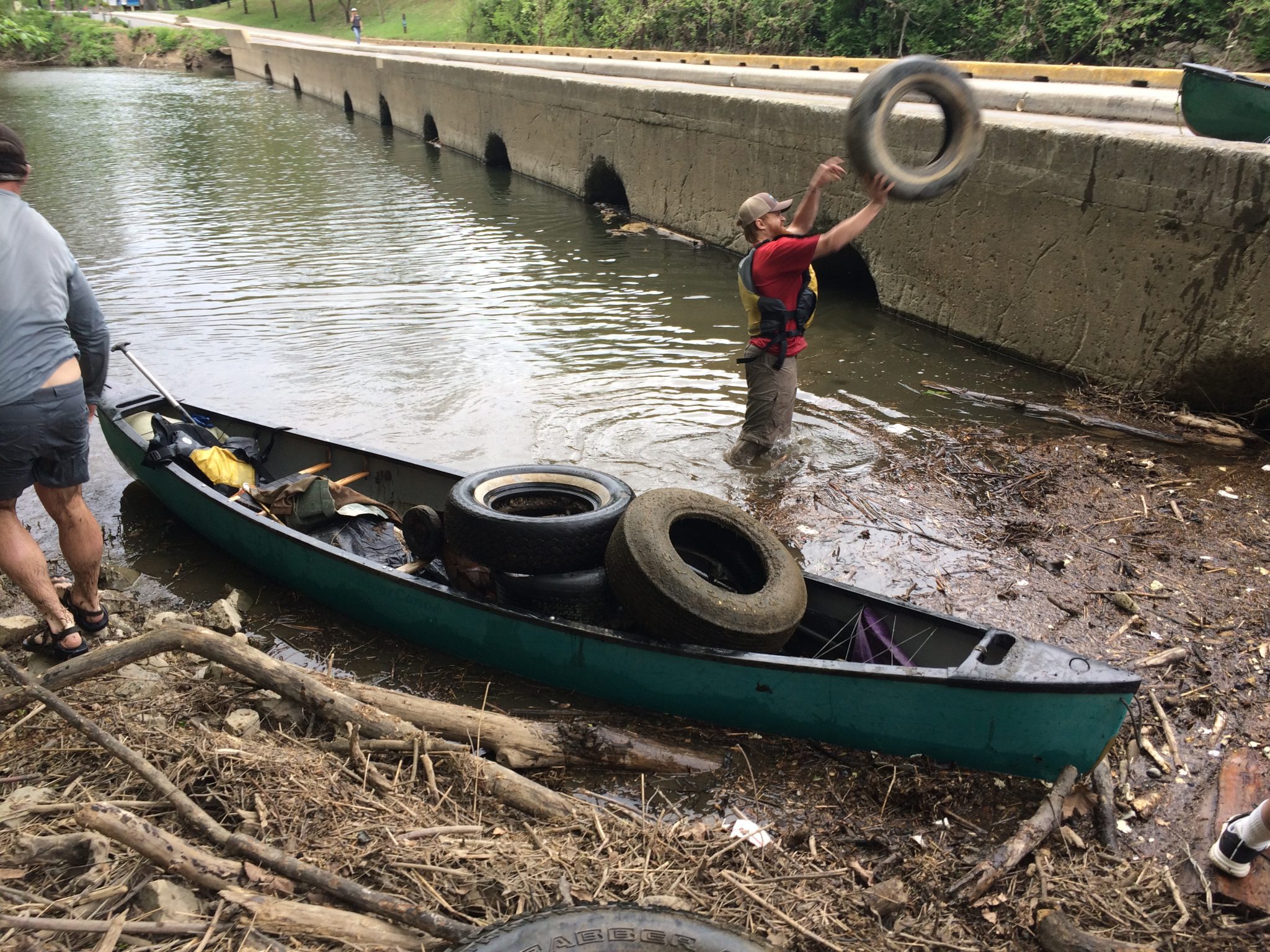 Removing Tires from Roanoke River