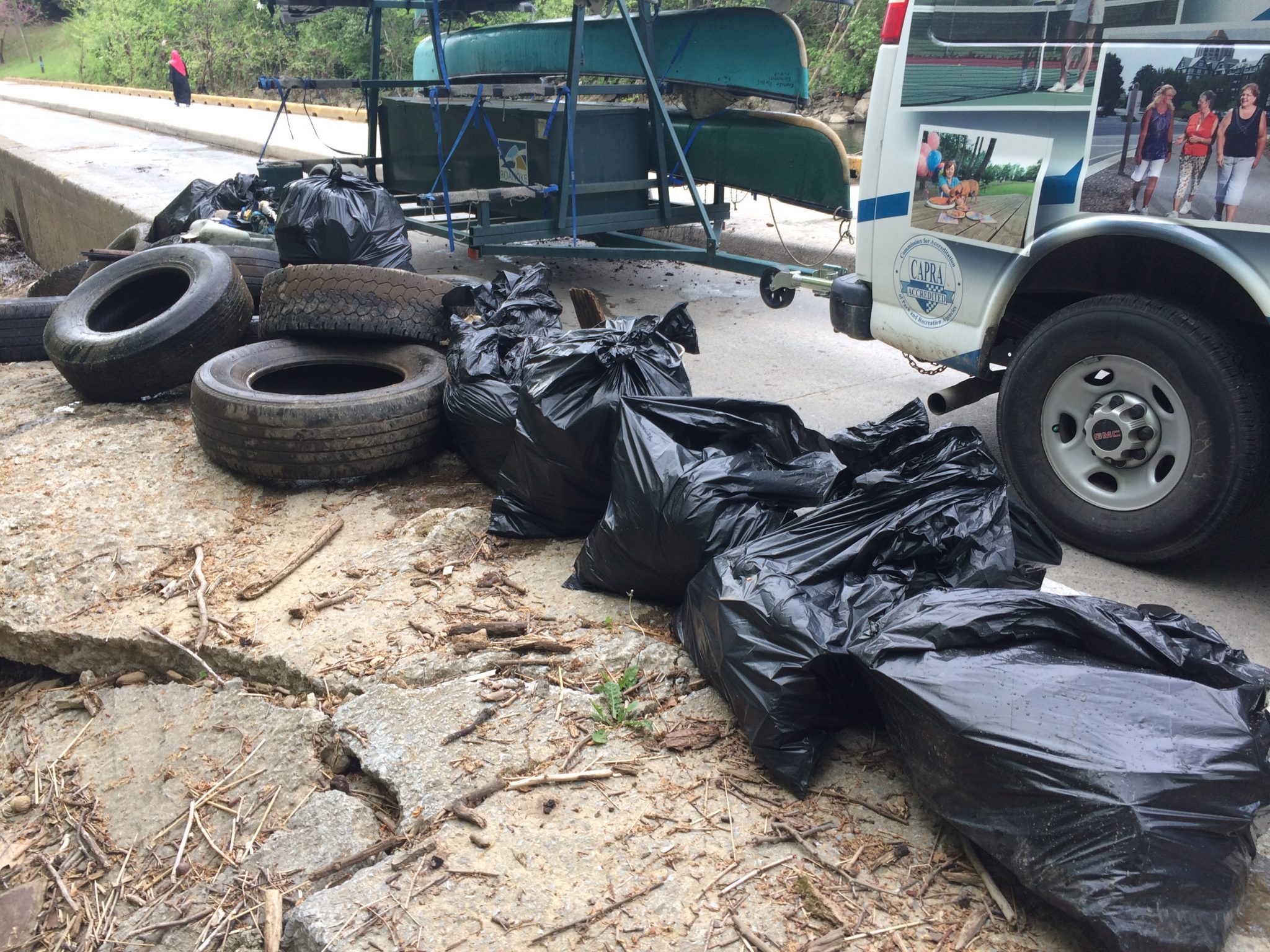 Some of the trash and tires we collected