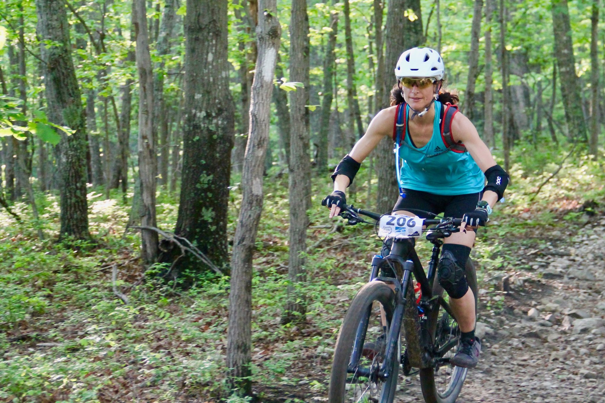 Female mountain bike rider in Roanoke