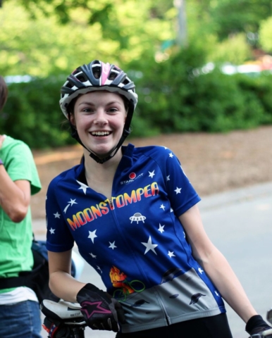Young female mountain biker in Roanoke