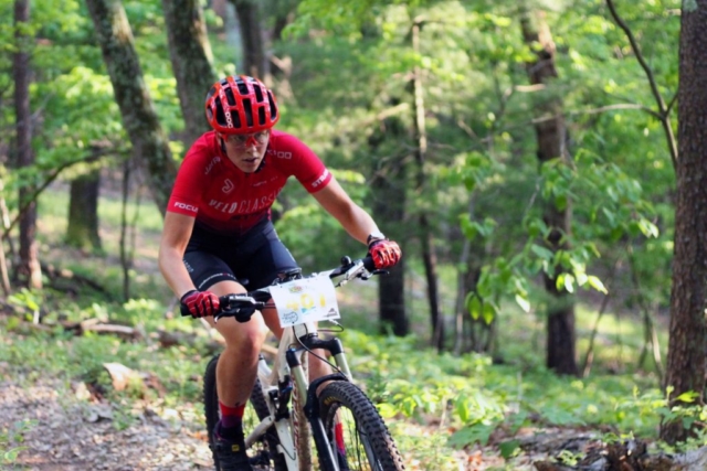 Female mountain biker in Roanoke