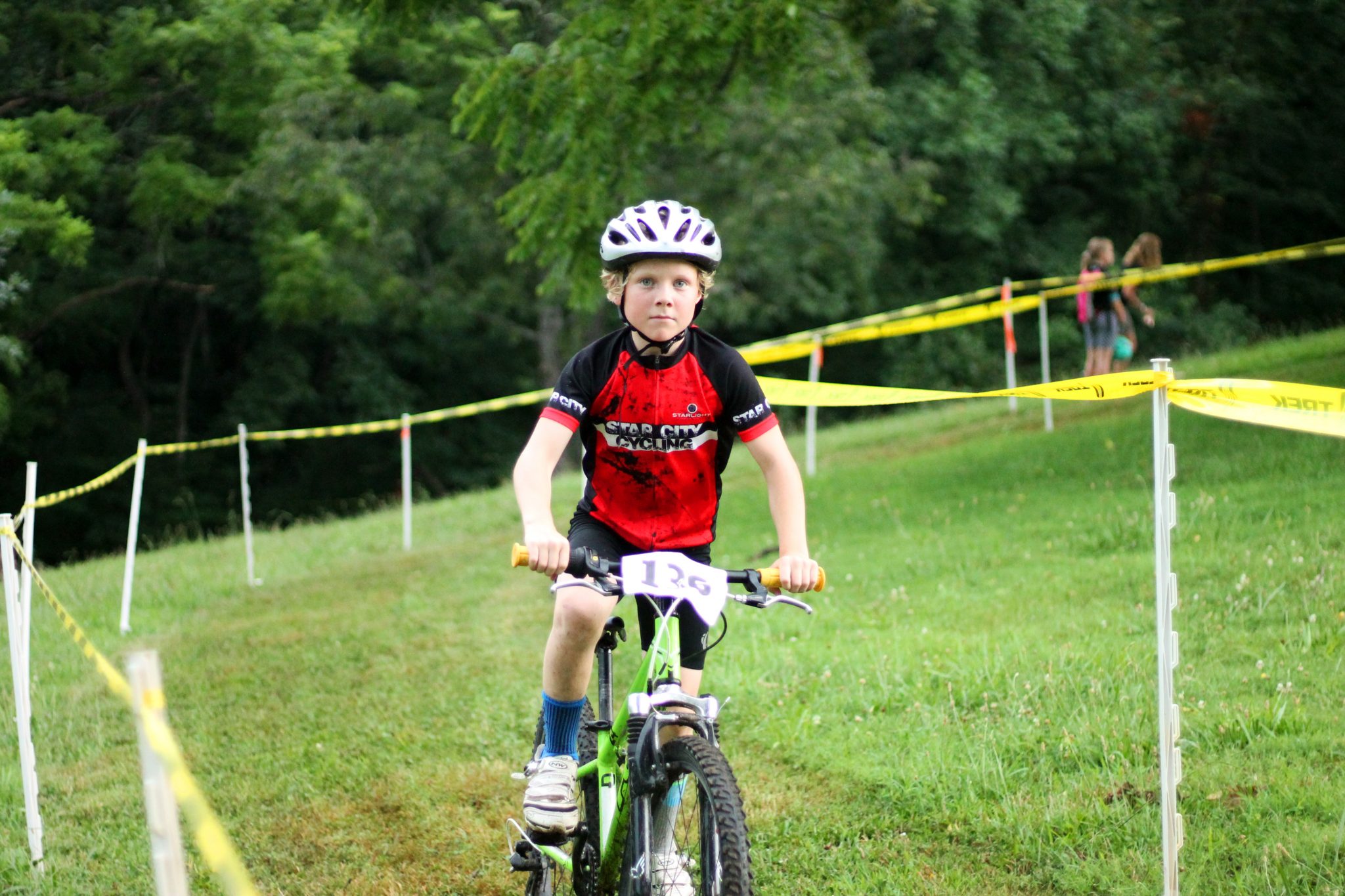 Fishburn youth mountain biker rides downhill at the Roanoke Parks and Recreation event