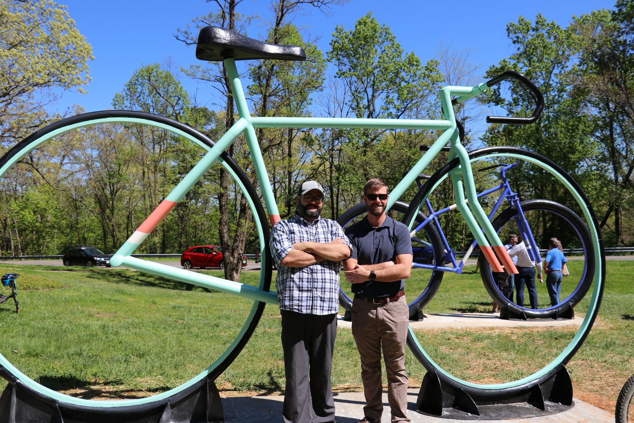 Artist Jacob Smith (left) with Roanoke Parks and Recreation Manager Patrick Boas (right).