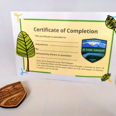 Junior Ranger Certificate of Completion and Junior Ranger Badge