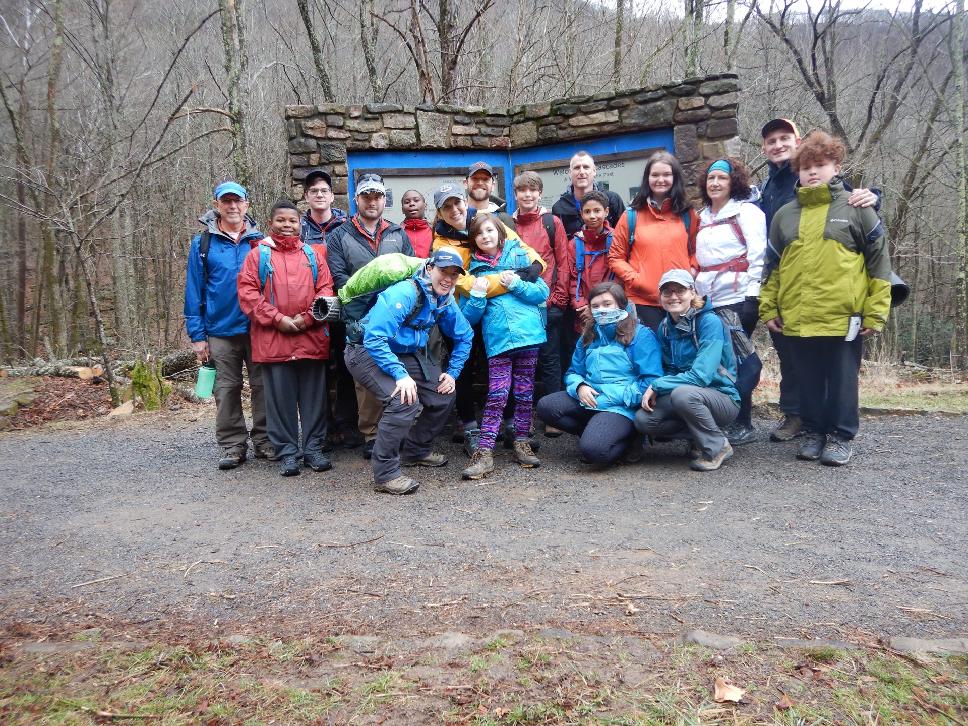 Group of youth and and instructors on a hike