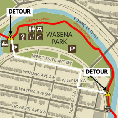 Wasena Bridge Greenway Detour