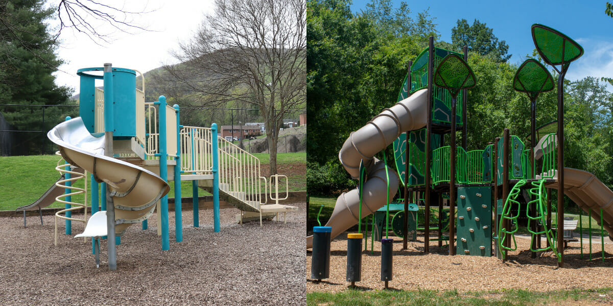 Old vs New Garden City Park Playground
