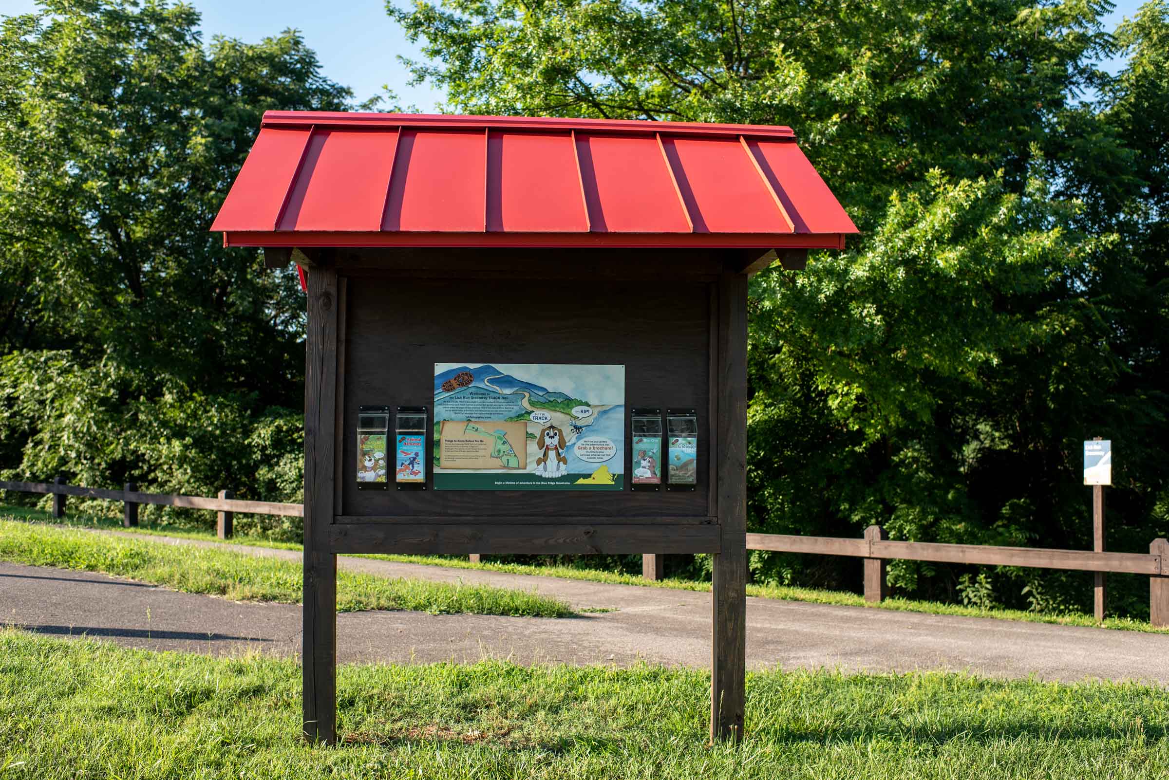 Track Trail Kiosk along Lick Run Greenway in Washington Park Roanoke