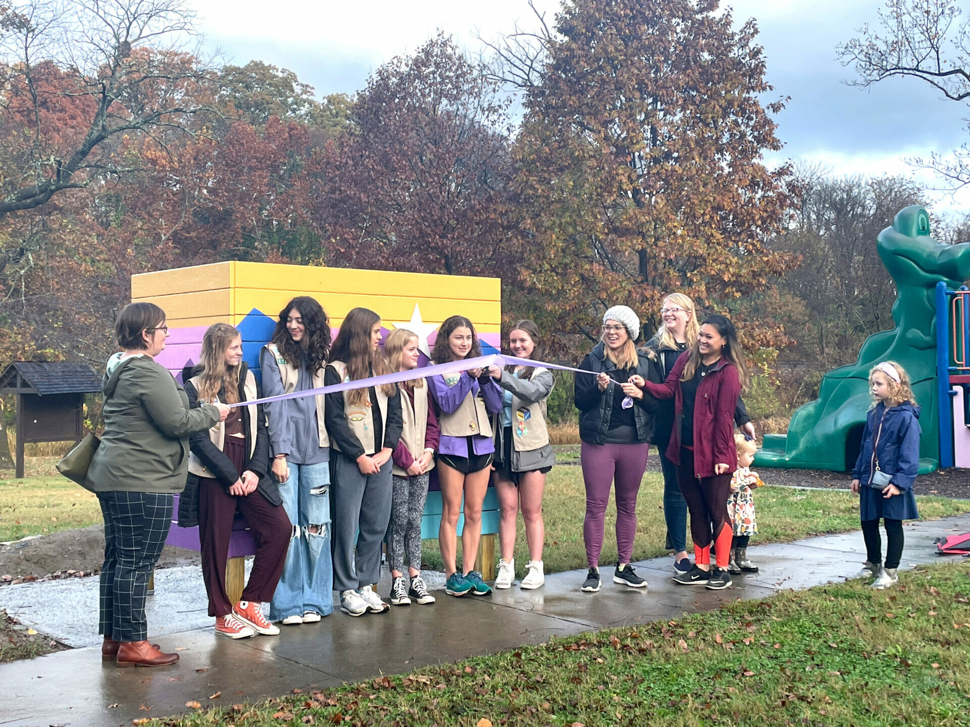 Ribbon Cutting for Nursing Pod built by Girl Scout Troop 170