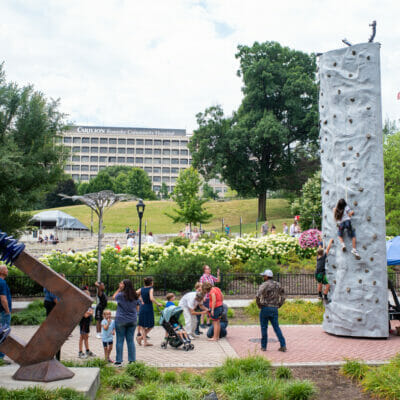 Climbing tower at a summer festival in Elmwood Park Roanoke, Virginia