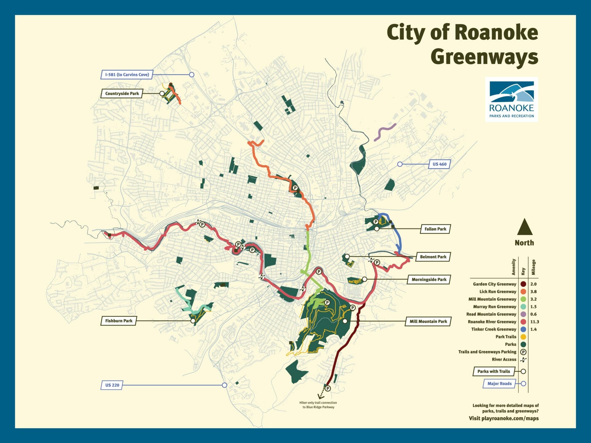 Roanoke Greenways Map