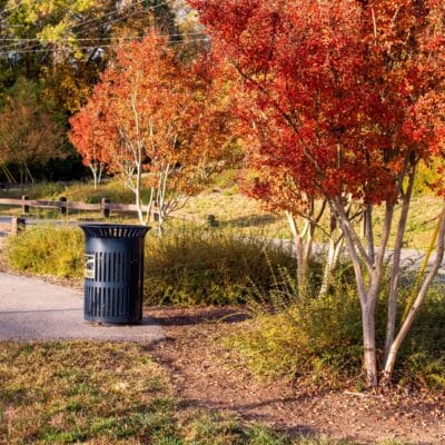 Lick Run Greenway trailhead at Brown Robertson Park LickRun Brown RobertsonPark FallLeaves 375