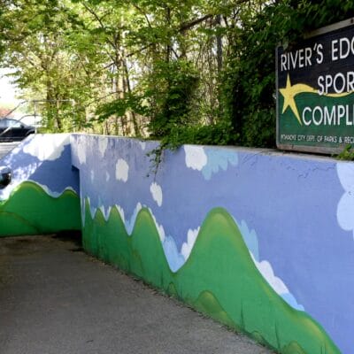 Tunnel under railroad tracks, connecting River's Edge Park South with Crystal Spring neighborhood