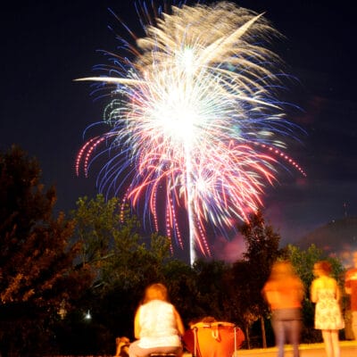 Freedom Festival and Fireworks Roanoke People watch fireworks above River's Edge Park in Roanoke