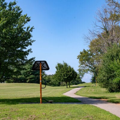 Countryside Park Greenway and Trails Exercise station along park path
