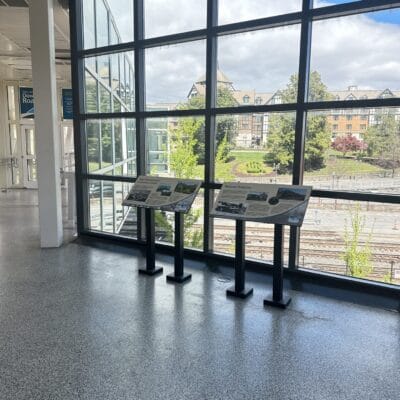 Lick Run Greenway pedestrian bridge from Downtown Roanoke to Hotel Roanoke LickRunInterpretiveSigns3