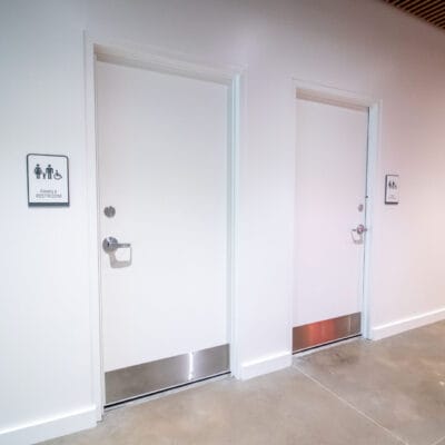 Two doors and signs reading "Family Restroom".