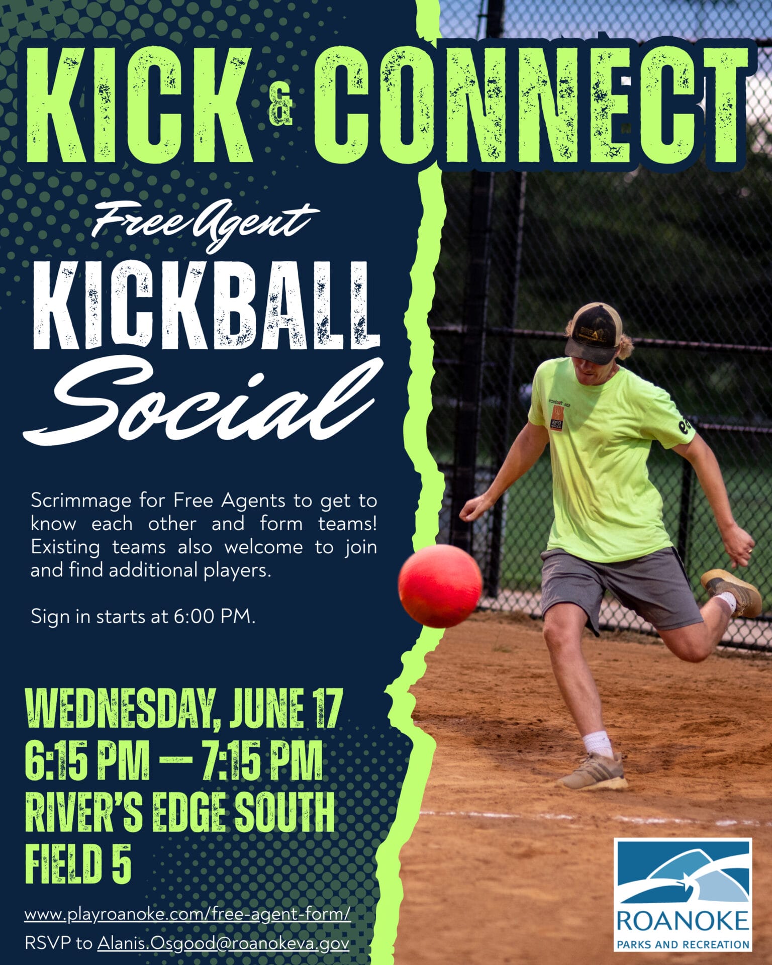 Free Agent Kickball Social Flyer